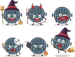 Halloween Ausdruck Emoticons mit Karikatur Charakter von Grill vektor