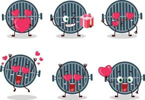 Grill Karikatur Charakter mit Liebe süß Emoticon vektor
