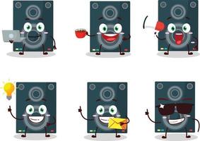 Lautsprecher Karikatur Charakter mit verschiedene Typen von Geschäft Emoticons vektor