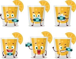 fotograf yrke uttryckssymbol med orange juice tecknad serie karaktär vektor