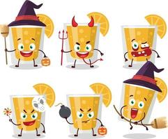 Halloween Ausdruck Emoticons mit Karikatur Charakter von Orange Saft vektor