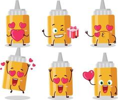majonnäs flaska tecknad serie karaktär med kärlek söt uttryckssymbol vektor