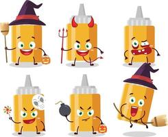 Halloween Ausdruck Emoticons mit Karikatur Charakter von Mayonnaise Flasche vektor