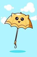 kawaii gelber Regenschirm, Karikaturillustration vektor