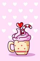 glass på koppen med alla hjärtans godis tecknad illustration vektor