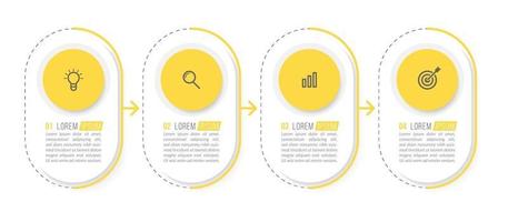 minimales Infografik-Design mit vier Symbolen oder Schritten vektor