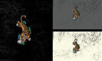 tiger med gräs vektor illustration maskot design