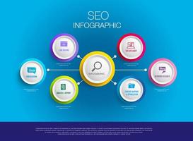 Infografik Vorlage zum 6 Schritte Suche Motor Optimierung Geschäft 6 Niveau modern Der Umsatz Diagramm, Vektor Infografik leicht Veränderung Titel zu verwenden zum Präsentation Daten Bericht oder Fortschritt.