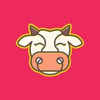 Tier Bauernhof das Vieh Vieh Fett Kühe Kopf Milch Rindfleisch süß Lächeln Maskottchen Karikatur bunt Logo Design Vektor