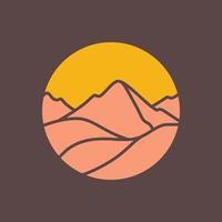 Berg Wüste Sand Sonnenuntergang Kreis modern minimal bunt Logo Design Vektor