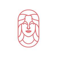 schön Gesicht Frauen weiblich feminin lange Haar Frisur Salon Behandlung Haut Pflege Mode bunt abstrakt geometrisch Logo Design Vektor