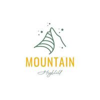 Berg Gipfel Hügel Linie draussen Wandern Abenteuer modern Linie minimal Logo Design Design vektor