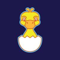 Tier Haustiere Geflügel wenig Ente Entlein Luke Ei süß Maskottchen Karikatur modern bunt Logo Design Vektor