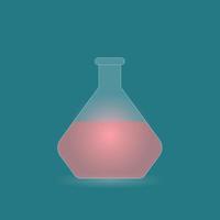 laboratorium glas med flytande inuti, vektor illustration. glasmorfism design stil.