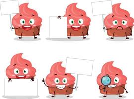 jordgubb kaka tecknad serie karaktär föra information styrelse vektor