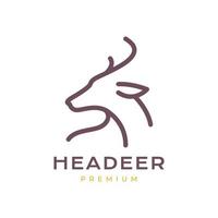 Tier Wald Savanne Tierwelt Pflanzenfresser Hirsch Kopf gehörnt modern minimal Logo Design Vektor