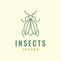 Insekt fliegen Blätter Blatt minimalistisch einfach Linie Logo Design Vektor