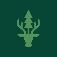 Tier Wald Savanne Bäume Tierwelt Pflanzenfresser Hirsch Kopf gehörnt modern geometrisch minimal Logo Design Vektor