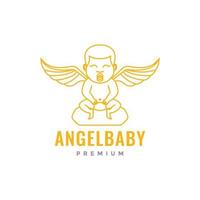 Baby Junge Flügel Engel süß Lächeln Maskottchen minimal modern Logo Design Vektor