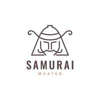 Gesicht Samurai japanisch Kultur stark Maskottchen minimal Linie Logo Design Vektor