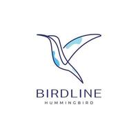 exotisk skönhet fågel kolibri lång näbb flygande linje abstrakt färgrik logotyp design vektor