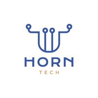 horn djur- teknologi linje prickar ansluta modern minimal logotyp design vektor