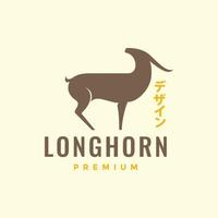 lange Horn Hirsch Impala Savanne Tierwelt Urwald Pflanzenfresser Logo Design Vektor