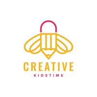 Bleistift kreativ Kinder Ideen Insekt Biene Flügel geometrisch modern Logo Design Vektor