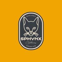 huvud katt husdjur sphynx kattunge linje minimal årgång klistermärke logotyp design vektor