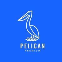 lång näbb djur- fågel pelikan jaga fisk sjö minimal modern logotyp design vektor