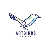 Tier Vogel exotisch wenig Linien Kunst abstrakt modern bunt Logo Design Vektor