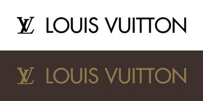 Louis vuitton logotyp - Louis vuitton ikon med typsnitt på vit och brun bakgrund vektor