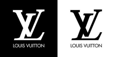 Louis vuitton logotyp - Louis vuitton ikon med typsnitt på vit och svart bakgrund vektor