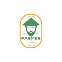 Gesicht alt Mann bärtig Deckel Farmer Maskottchen farbig Jahrgang Logo Design Vektor