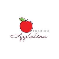 frisch Obst rot Apfel Saft Linie Kunst modern feminin Logo Design Vektor