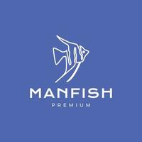 Schönheit Fisch Aquarium Innere Dekor Mannfisch Linie Kunst modern minimal Logo Design Vektor