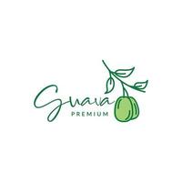 färsk frukt grön guava juice linje konst feminin modern logotyp design vektor