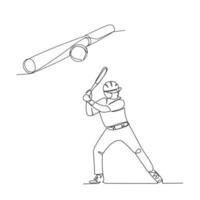 Baseball Spieler Vektor Illustration gezeichnet im Linie Kunst Stil