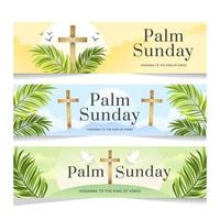 palm söndag med kors banner vektor