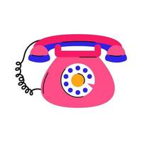 gammal rosa telefon i trendig stil. retro telefon ikon. vektor