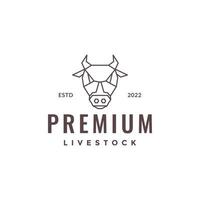 Tier das Vieh Vieh Kopf Kuh Rindfleisch gehörnt geometrisch polygonal Linie Hipster Logo Design Vektor