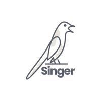 djur- fågel skata exotisk sångare högt uppflugen linje konst modern abstrakt logotyp design vektor