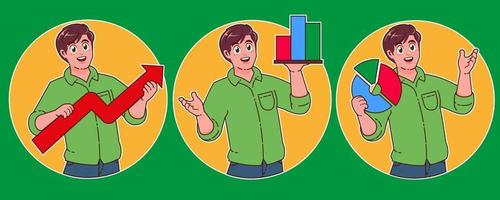 Geschäftsmann Teilen Geschäft Diagramm. Geschäft Konzept Illustration vektor