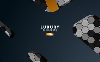 Luxus Prämie schwarz und Gold Überlappung Schichten Hintergrund Banner Design. realistisch golden Licht bewirken auf texturiert Hexagon Hintergrund. vektor