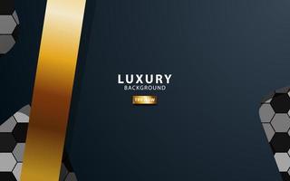 Luxus Prämie schwarz und Gold Überlappung Schichten Hintergrund Banner Design. realistisch golden Licht bewirken auf texturiert Hexagon Hintergrund. vektor