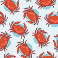 nahtlos Hintergrund mit ein Muster von Hand gezeichnet rot Krebs oder Krabbe Tier. vektor