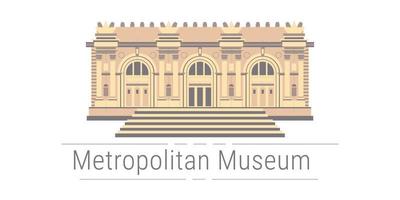 Metropolitan- Museum von Kunst im Neu York Stadt namens getroffen, Vektor Illustration von berühmt Welt Erbe Symbol, Bibliothek, Treffen Ort, Tagungsort getroffen Ball, isoliert auf Weiß Hintergrund