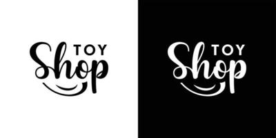 abstrakt bebis leksak affär logotyp design, leksak affär namn, söt leende ansikte vektor logotyp design