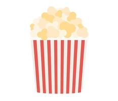 Popcorn Symbol. Snack Lebensmittel. groß rot Weiß Streifen Kasten. Kino Konzept. Vektor eben Illustration