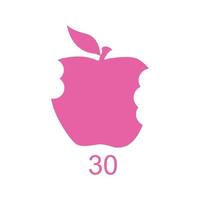 30 Prozent gegessen Apfel. Vektor Kunst Illustration